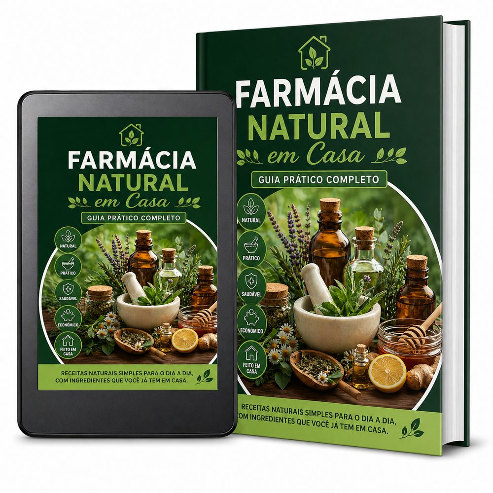 Mockup do guia Farmácia Natural em Casa